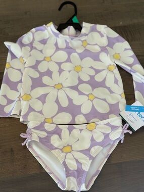 Carter's Lavender Daisy Print Rashguard Set